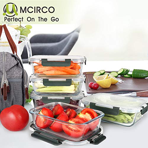 M MCIRCO [5-Packs, 36 Oz Glass Meal Prep Containers with Snap Locking Lids Glass Food Containers,Airtight Lunch Container,Microwave, Oven, Freezer and Dishwasher (4.5 Cup) - My Kitchen Products