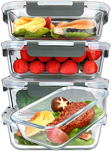 M MCIRCO [5-Packs, 36 Oz Glass Meal Prep Containers with Snap Locking Lids Glass Food Containers,Airtight Lunch Container,Microwave, Oven, Freezer and Dishwasher (4.5 Cup) - My Kitchen Products