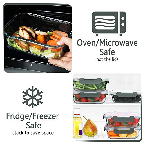 M MCIRCO [5-Packs, 36 Oz Glass Meal Prep Containers with Snap Locking Lids Glass Food Containers,Airtight Lunch Container,Microwave, Oven, Freezer and Dishwasher (4.5 Cup) - My Kitchen Products