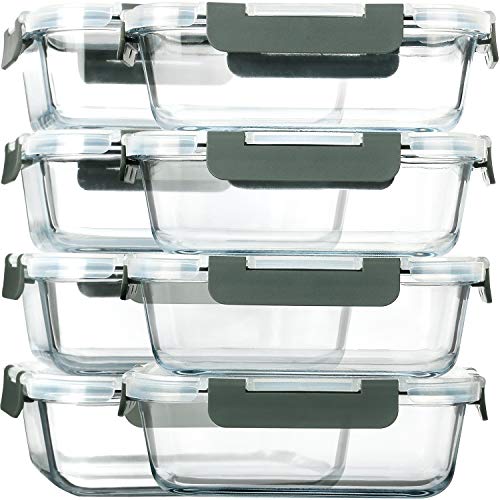 M MCIRCO [8-Pack,30 oz] Glass Meal Prep Containers,Glass Food Storage Containers,Airtight lunch Containers with Lids, Microwave, Oven, Freezer and Dishwasher - My Kitchen Products