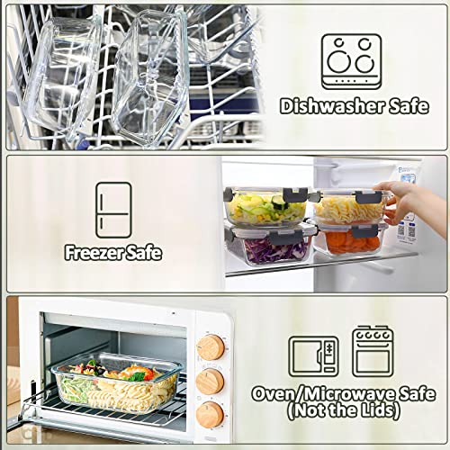 M MCIRCO [8-Pack,30 oz] Glass Meal Prep Containers,Glass Food Storage Containers,Airtight lunch Containers with Lids, Microwave, Oven, Freezer and Dishwasher - My Kitchen Products