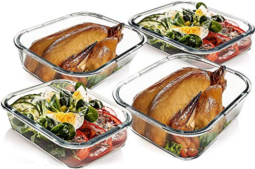 M MCIRCO [80 oz & 36 oz Extra Large Glass Food Storage/Baking Containers Set with Lids, 2 Pack 80 oz(10 cup)&2 Pack 36 oz (4.5 cup) Airtight Glass Container,Microwave,Oven,Freezer and Dishwasher - My Kitchen Products