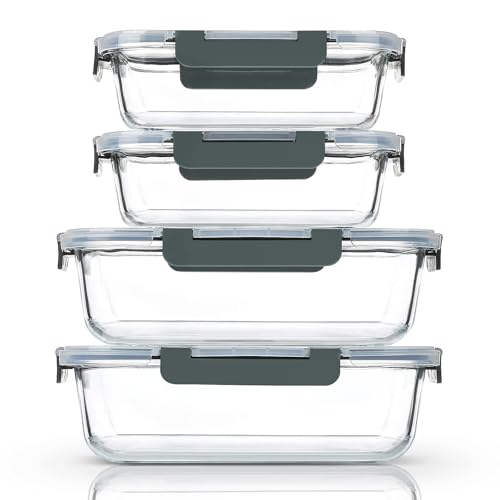 M MCIRCO [80 oz & 36 oz Extra Large Glass Food Storage/Baking Containers Set with Lids, 2 Pack 80 oz(10 cup)&2 Pack 36 oz (4.5 cup) Airtight Glass Container,Microwave,Oven,Freezer and Dishwasher - My Kitchen Products