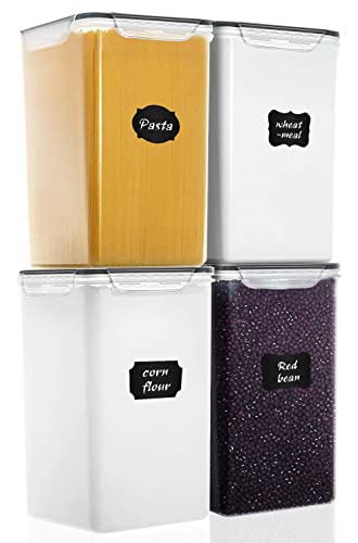 M MCIRCO Extra Large 7qt / 6.5L/220oz Tall Food Storage Containers, WIDE & DEEP, 4-Piece Plastic Airtight Kitchen Pantry Storage Containers for Flour, Sugar, with 4 Measuring Cups,20 Labels - My Kitchen Products