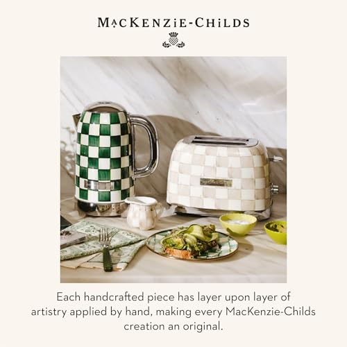 MACKENZIE-CHILDS 2-Slice Toaster, Decorative Toaster for Kitchen, Brown-and-White Mocha Check - My Kitchen Products