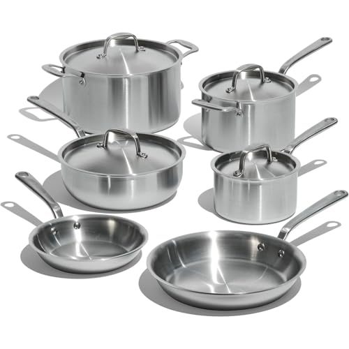 Made In Cookware - 10 Piece Stainless Steel Pot and Pan Set - 5 Ply Clad - Includes Stainless Steel Frying Pans, Saucepans, Saucier and Stock Pot W/Lid - Professional Cookware - Crafted in Italy - My Kitchen Products