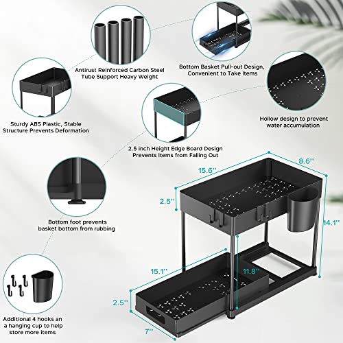Madoalker 2 Pack Under Sink Organizer with Pull-Out Drawer, Black - My Kitchen Products
