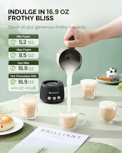 Maestri House Milk Frother, 4-in-1 ClassicFro 500 Electric Milk Steamer and Frother, 16.9OZ 600W Smart Touch Control Hot and Cold Foam Maker, Memory Function for Latte, Cappuccinos, Chocolate Milk - My Kitchen Products