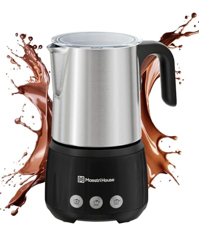 Maestri House Milk Frother, 4-in-1 ClassicFro 500 Electric Milk Steamer and Frother, 16.9OZ 600W Smart Touch Control Hot and Cold Foam Maker, Memory Function for Latte, Cappuccinos, Chocolate Milk - My Kitchen Products