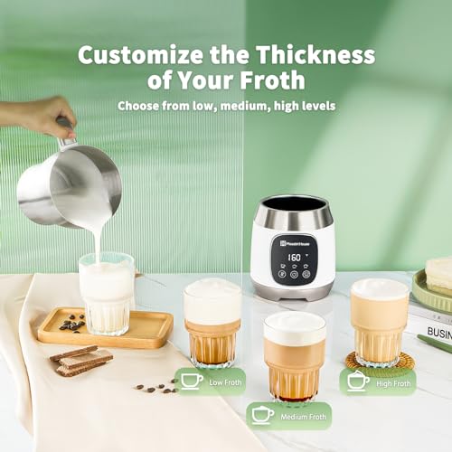 Maestri House Milk Frother, Variable Temp and Froth Thickness DualFro 600 Milk Frother Steamer, 21OZ Smart Touch Control Milk Warmer, Dishwasher Safe, Memory Function for Latte&Hot Chocolate (White) - My Kitchen Products