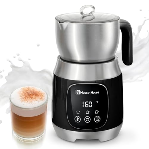 Maestri House Milk Frother, Variable Temp and Froth Thickness DualFro 600 Milk Frother Steamer, 21OZ Smart Touch Control Milk Warmer, Dishwasher Safe, Memory Function for Latte&Hot Chocolate (Black) - My Kitchen Products