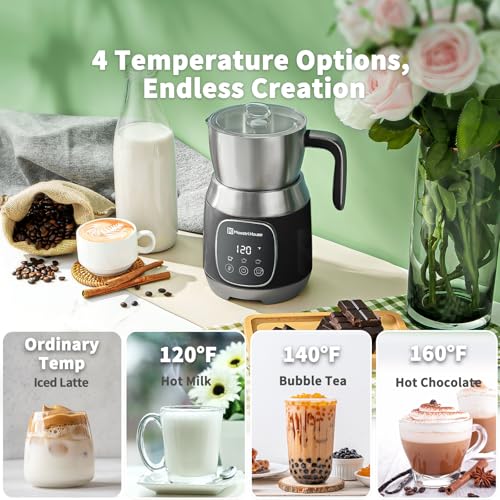 Maestri House Milk Frother, Variable Temp and Froth Thickness DualFro 600 Milk Frother Steamer, 21OZ Smart Touch Control Milk Warmer, Dishwasher Safe, Memory Function for Latte&Hot Chocolate (Black) - My Kitchen Products