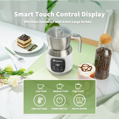 Maestri House Milk Frother, Variable Temp and Froth Thickness DualFro 600 Milk Frother Steamer, 21OZ Smart Touch Control Milk Warmer, Dishwasher Safe, Memory Function for Latte&Hot Chocolate (White) - My Kitchen Products