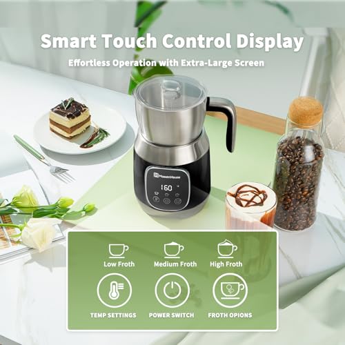 Maestri House Milk Frother, Variable Temp and Froth Thickness DualFro 600 Milk Frother Steamer, 21OZ Smart Touch Control Milk Warmer, Dishwasher Safe, Memory Function for Latte&Hot Chocolate (Black) - My Kitchen Products