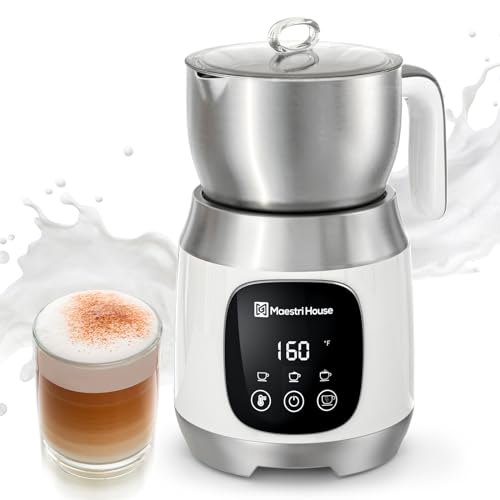 Maestri House Milk Frother, Variable Temp and Froth Thickness DualFro 600 Milk Frother Steamer, 21OZ Smart Touch Control Milk Warmer, Dishwasher Safe, Memory Function for Latte&Hot Chocolate (White) - My Kitchen Products