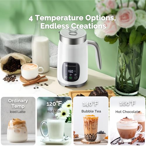 Maestri House Milk Frother, Variable Temp and Froth Thickness Milk Frother and Steamer, 14.1OZ/400ML Smart Touch Control Foam Maker, Memory Function for Latte, Warm Milk, Hot Chocolate (White) - My Kitchen Products