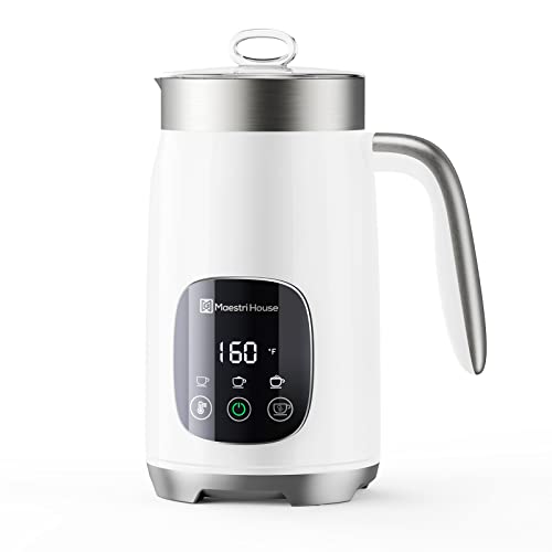 Maestri House Milk Frother, Variable Temp and Froth Thickness Milk Frother and Steamer, 14.1OZ/400ML Smart Touch Control Foam Maker, Memory Function for Latte, Warm Milk, Hot Chocolate (White) - My Kitchen Products