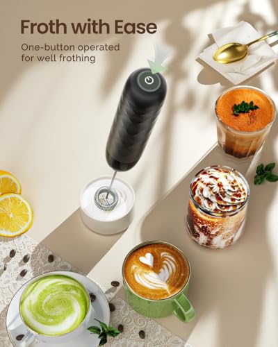 Maestri House Rechargeable Milk Frother, LunaFro Mini Handheld Electric Foam Maker Detachable Stainless Steel Whisk Drink Mixer Foamer Mini Blender for Matcha, Lattes, Cappuccino, No Stand - My Kitchen Products