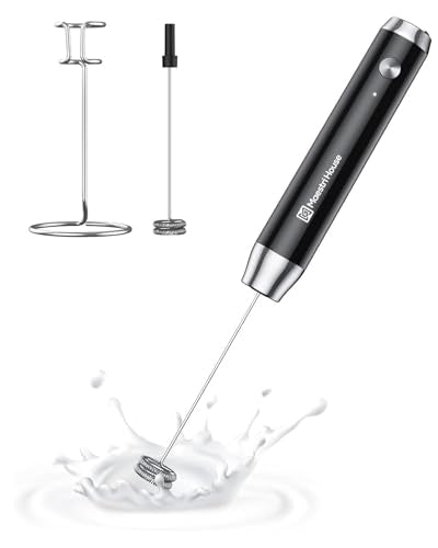 Maestri House Rechargeable Milk Frother with Stand, LunaFro Handheld Electric Foam Maker Waterproof Detachable Stainless Steel Whisk Drink Mixer Foamer for Lattes, Cappuccino - My Kitchen Products