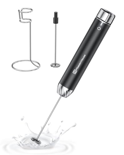 Maestri House Rechargeable Milk Frother with Stepless Speed Control, LunaFro Max Handheld Electric Foam Maker Waterproof Drink Mixer Foamer with Stand & Detachable Whisks for Lattes, Cappuccino - My Kitchen Products