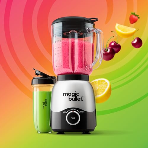 magic bullet Combo Blender, 600W, 48oz Pitcher, 16oz Cup with To-Go Lid, Easy Cleaning, Cross Blade, for Smoothies, Sauces, Shakes, Salsa, Hot Blends, Silver, MBF50200 - My Kitchen Products