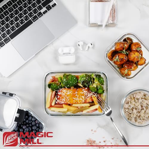 Magic Mill Premium Borosilicate Glass Food Storage Containers with lids Set | 24pc Sets with 12 Bowls & 12 Airtight Locking Lids for Lunch & Meal Prep, Safe for Oven, Freezer, Dishwasher, BPA-Free - My Kitchen Products