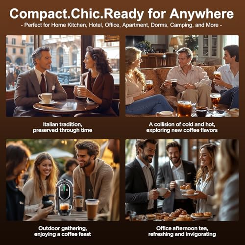 Magician1 Mini Espresso Machine for Nespresso Original, Dolce Gusto, Lavazza Blue, ESE Pods, 19-Bar Coffee Machine for Ground Coffee, Coffee Maker with adjustable Temp & Cup Size, 21oz Reservoir - My Kitchen Products