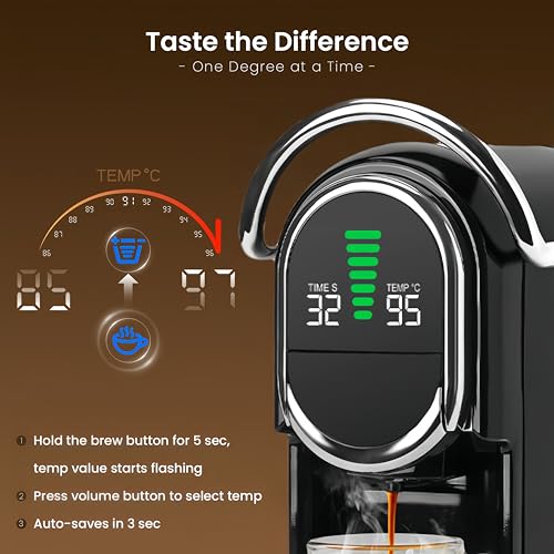 Magician1 Mini Espresso Machine for Nespresso Original, Dolce Gusto, Lavazza Blue, ESE Pods, 19-Bar Coffee Machine for Ground Coffee, Coffee Maker with adjustable Temp & Cup Size, 21oz Reservoir - My Kitchen Products