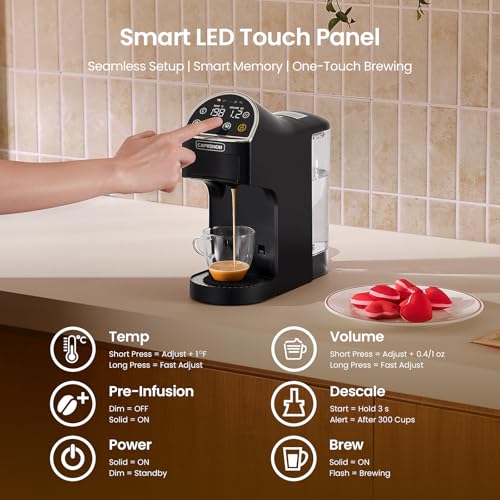 Magician2 Mini Coffee Maker compatible with Keurig K Cup, Nespresso Original, Dolce Gusto, ESE Pods | LED Touchscreen, Customizable Brewing, 20 Bar, 42 oz | Espresso Coffee Machine for Home & Office - My Kitchen Products