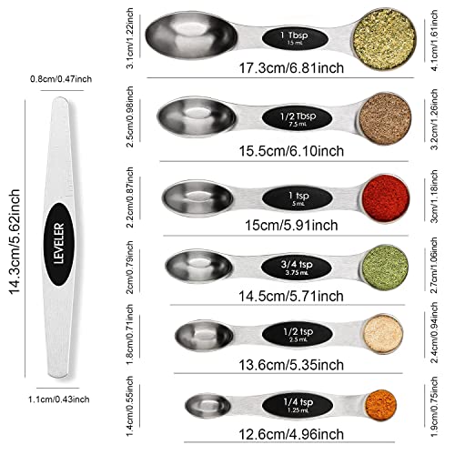 Magnetic Measuring Spoons Set Stainless Steel with Leveler, Stackable Metal Tablespoon Measure Spoon for Baking, Cups and Spoon Set Kitchen Gadgets Apartment Essentials Fits in Spice Jars - My Kitchen Products
