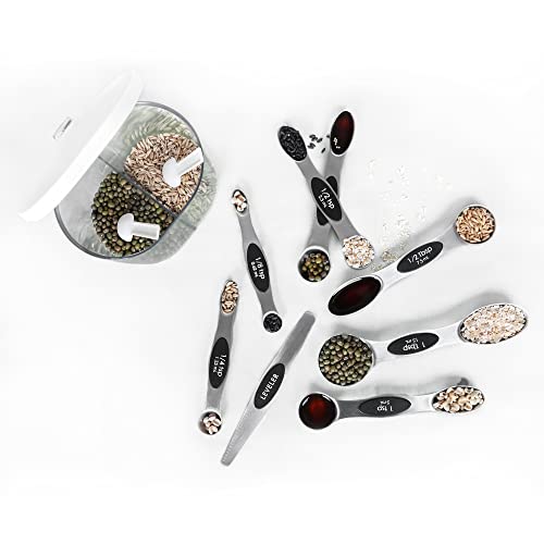 Magnetic Measuring Spoons Set Stainless Steel with Leveler, Stackable Metal Tablespoon Measure Spoon for Baking, Cups and Spoon Set Kitchen Gadgets Apartment Essentials Fits in Spice Jars - My Kitchen Products