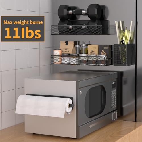 Magnetic Spice Rack for Refrigerator, 6 Pack 100% Metal Strong Magnet Shelf Black, Space Saving Spice Organizer, Home Kitchen Laundry Room Storage Organization W/ Paper Towel Holder, Utensils Racks - My Kitchen Products