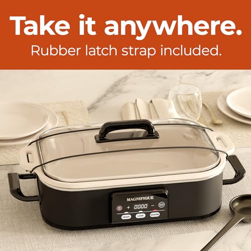 Magnifique 4 Quart Casserole Digital Slow Cooker, Premium Ceramic Bakeware for Oven, Dishwasher Safe Baking Dish,Black - My Kitchen Products
