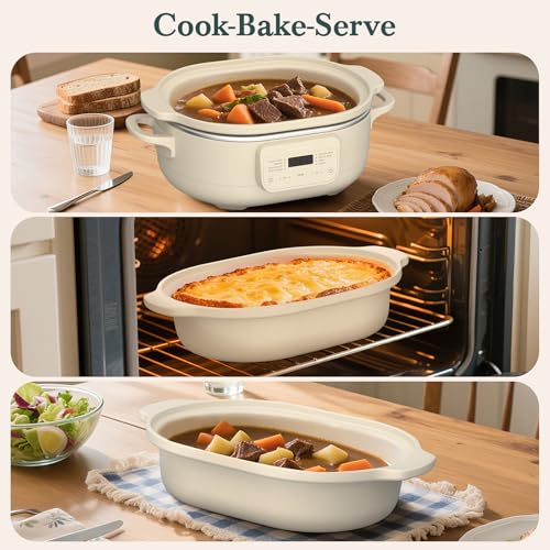 MAGNIFIQUE 4 Quart Programmable Casserole Slow Cooker, 8-in-1 Multi Cooker with Removable Non-Toxic Stoneware Crock, Claypot Slow Cooker, Rice-cooking, Nonstick, Oven Safe Pot to 450°F, Oatmeal - My Kitchen Products