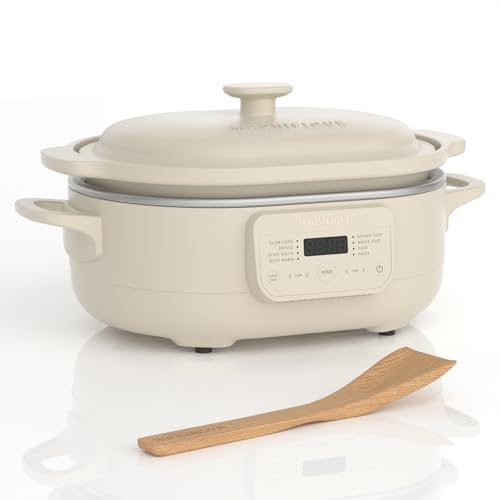 MAGNIFIQUE 4 Quart Programmable Casserole Slow Cooker, 8-in-1 Multi Cooker with Removable Non-Toxic Stoneware Crock, Claypot Slow Cooker, Rice-cooking, Nonstick, Oven Safe Pot to 450°F, Oatmeal - My Kitchen Products