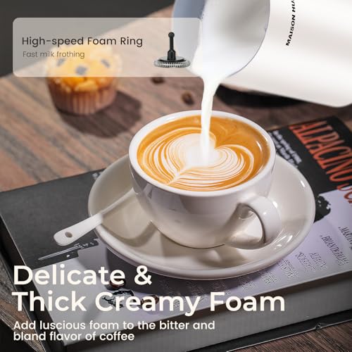 MAISON HUIS Milk Frother, 6-IN-1 Electric Milk Steamer, 20oz/591ml Hot & Cold Foam Maker for Latte & Cappuccino, 550W Fast Heating Stainless Steel Milk Steamer, Hot Chocolate Maker - My Kitchen Products