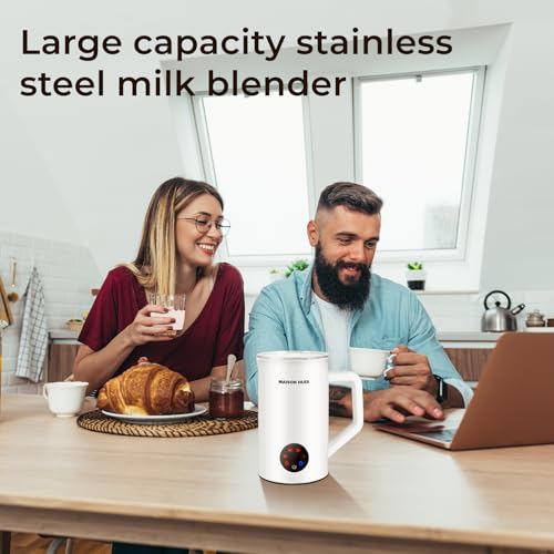 MAISON HUIS Milk Frother, 6-IN-1 Electric Milk Steamer, 20oz/591ml Hot & Cold Foam Maker for Latte & Cappuccino, 550W Fast Heating Stainless Steel Milk Steamer, Hot Chocolate Maker - My Kitchen Products