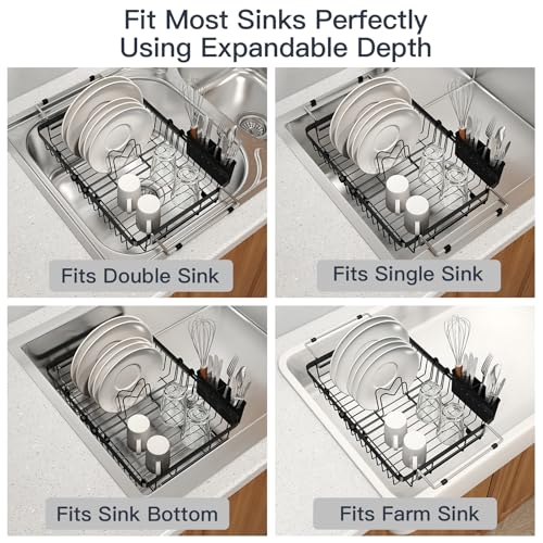 MAJALiS Dish Drying Rack Over The Sink with Utensil Holder - My Kitchen Products