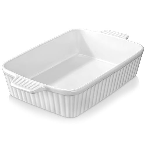 MALACASA 4.4 QT Baking Dish, 9x13 Large Casserole Dish for Oven, Ceramic Baking Pan, Rectangular Lasagna Pan Deep with Handles for Baking, Durable Microwave Oven Safe, Wedding Gift,White, Series BAKE-BAKE - My Kitchen Products