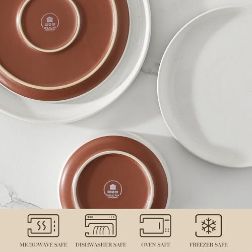 MALACASA Plates and Bowls Sets, 12 Pieces Modern Stoneware Dinnerware Set for 4 Kitchen Dinner Set Ceramic Dishware Dishes Set Microwave and Dishwasher Safe, White, Series TARA - My Kitchen Products
