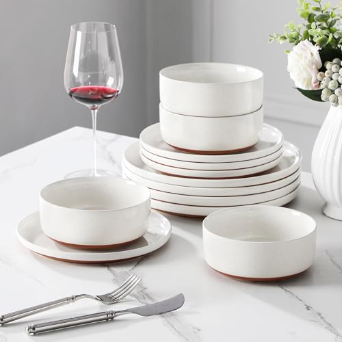 MALACASA Plates and Bowls Sets, 12 Pieces Modern Stoneware Dinnerware Set for 4 Kitchen Dinner Set Ceramic Dishware Dishes Set Microwave and Dishwasher Safe, White, Series TARA - My Kitchen Products