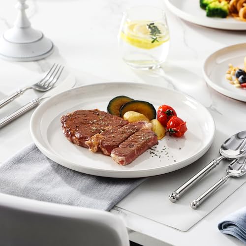 MALACASA Plates and Bowls Sets, 12 Pieces Modern Stoneware Dinnerware Set for 4 Kitchen Dinner Set Ceramic Dishware Dishes Set Microwave and Dishwasher Safe, White, Series TARA - My Kitchen Products