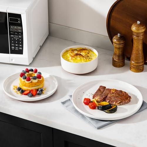 MALACASA Plates and Bowls Sets, 12 Pieces Modern Stoneware Dinnerware Set for 4 Kitchen Dinner Set Ceramic Dishware Dishes Set Microwave and Dishwasher Safe, White, Series TARA - My Kitchen Products