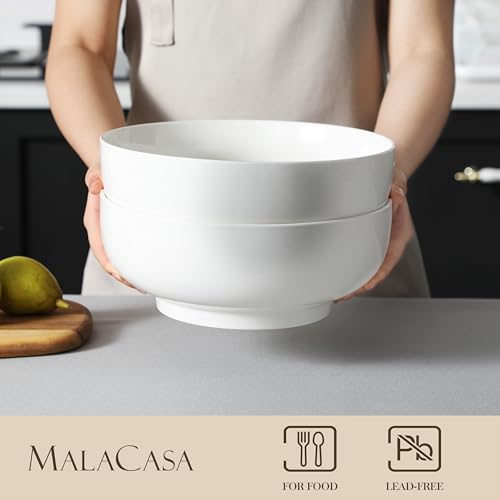 MALACASA Serving Bowls, 114 OZ(10") Extra Large Salad Bowls Set of 2, Porcelain White Serving Bowls for Salad, Soup, Pasta and Dinner, Large Ceramic Bowl Set for Entertaining, Series REGULAR - My Kitchen Products