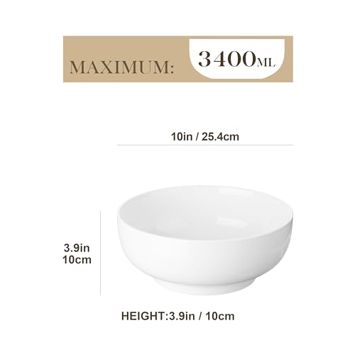MALACASA Serving Bowls, 114 OZ(10") Extra Large Salad Bowls Set of 2, Porcelain White Serving Bowls for Salad, Soup, Pasta and Dinner, Large Ceramic Bowl Set for Entertaining, Series REGULAR - My Kitchen Products