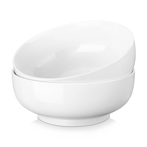 MALACASA Serving Bowls, 114 OZ(10") Extra Large Salad Bowls Set of 2, Porcelain White Serving Bowls for Salad