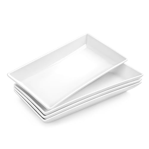 MALACASA Serving Platters Set of 4, Ceramic Serving Platters and Trays for Serving Food, Rectangular Serving Trays