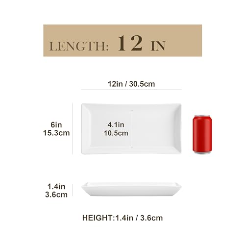MALACASA Serving Platters Set of 4, Ceramic Serving Platters and Trays for Serving Food, Rectangular Serving Trays for Party, Large Serving Plates, Party Serving Trays and Platters - 12 Inch, White - My Kitchen Products