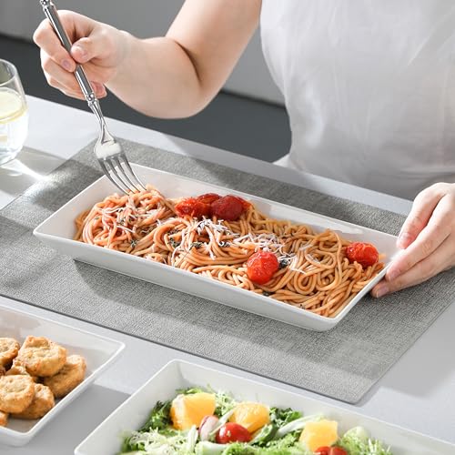 MALACASA Serving Platters Set of 4, Ceramic Serving Platters and Trays for Serving Food, Rectangular Serving Trays for Party, Large Serving Plates, Party Serving Trays and Platters - 12 Inch, White - My Kitchen Products