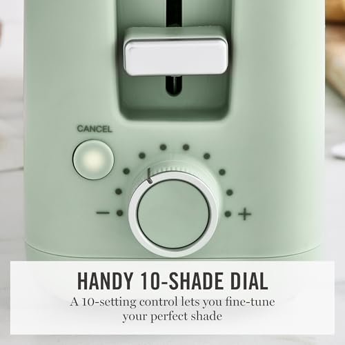 Martha Stewart 2 Slice Long Slot Toaster, Extra Wide for Sourdough & Bagels, 10 Setting Shade Control, Removable Crumb Tray, Self-Centering Design, Defrost/Reheat, Cancel, Slim Space-Saving, Honeydew - My Kitchen Products